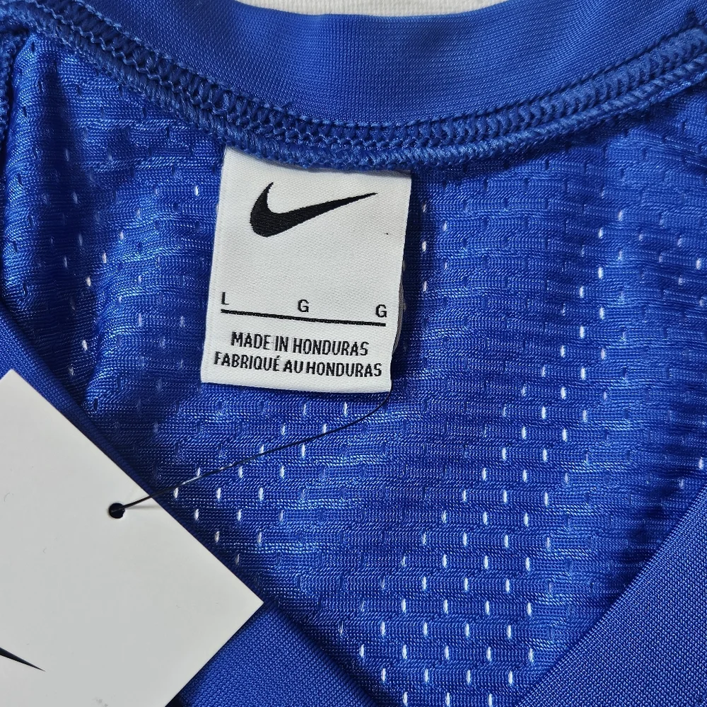 Nike Jersey Football Large Blue White Swoosh Fitted‎ Sport Sleeve Fall…